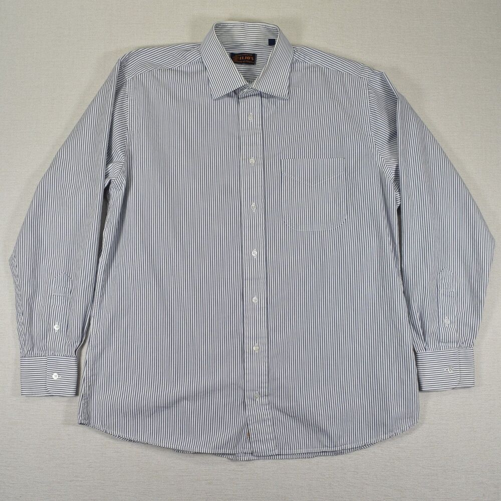 Gitman Bros Mens 16.5 35 Dress Shirt White Blue Stripes Eljo's Made in USA